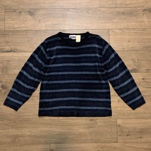 1990’s Blue Stripped Fleece Sweater By Erika & Co Petites In Size Petite Medium